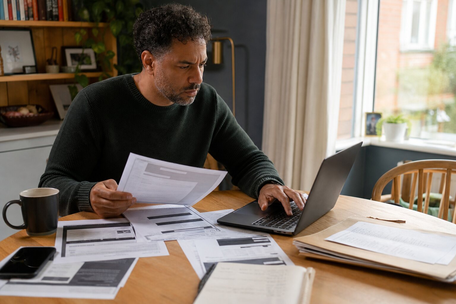 Person assembling correspondence and screenshots for a data-rights complaint.